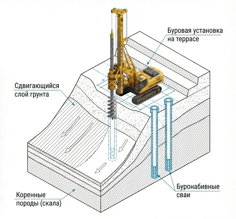 Схема бурения свай в сложных грунтах - СтройАльянс