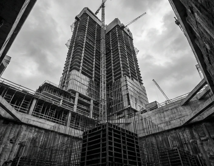 Строительство высотного здания с применением буронабивных свай